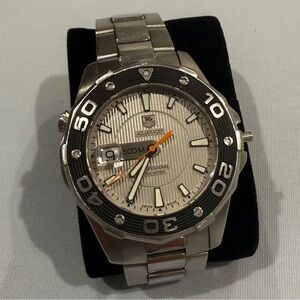 Tag Heuer Silver and Black Aquaracer Watch